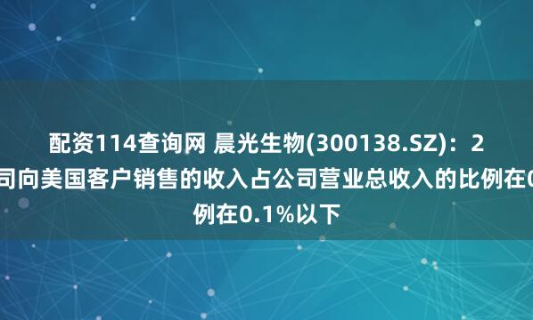 配资114查询网 晨光生物(300138.SZ)：2024年公司向美国客户销售的收入占公司营业总收入的比例在0.1%以下